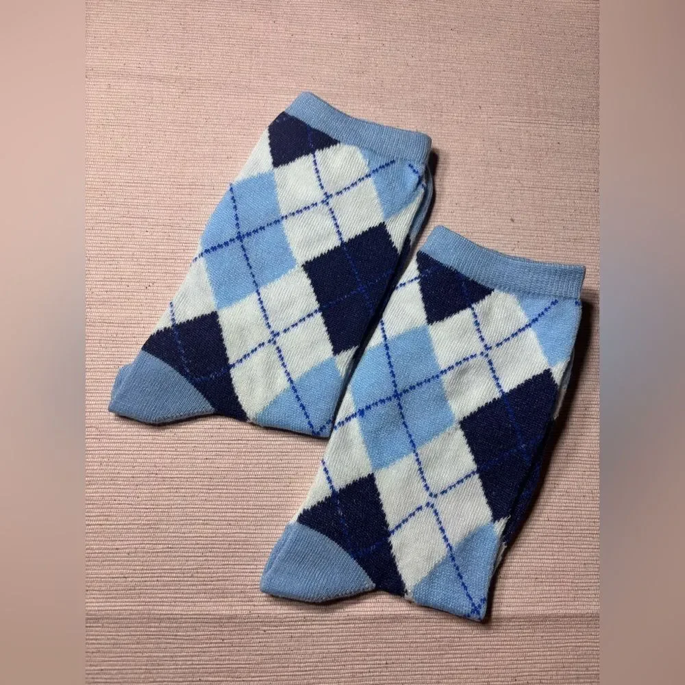 New Blue Argyle Socks Size 5-9